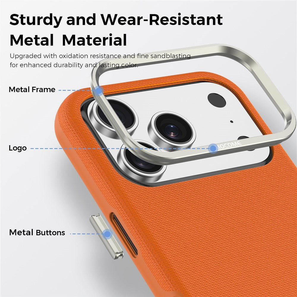 iPhone 18 Pro EIDERWOOD Konstläder Baksida Skal m. Avtagbar Korthållare - MagSafe Kompatibel - Orange