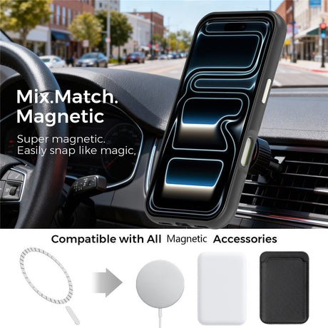 iPhone 18 Pro EIDERWOOD Konstläder Baksida Skal m. Avtagbar Korthållare - MagSafe Kompatibel - Svart
