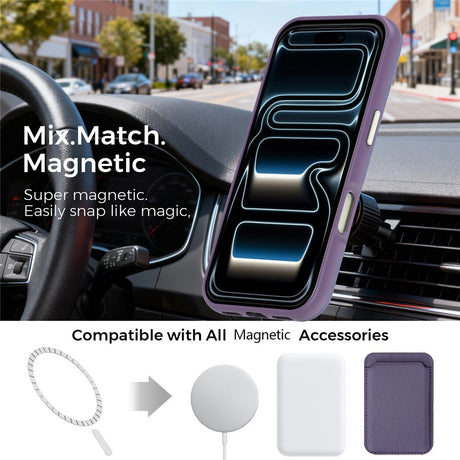 iPhone 18 Pro EIDERWOOD Konstläder Baksida Skal m. Avtagbar Korthållare - MagSafe Kompatibel - Lila