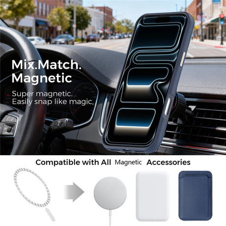 iPhone 18 Pro Max EIDERWOOD Konstläder Baksida Skal m. Avtagbar Korthållare - MagSafe Kompatibel - Blå