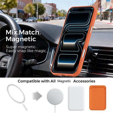 iPhone 18 Pro Max EIDERWOOD Konstläder Baksida Skal m. Avtagbar Korthållare - MagSafe Kompatibel - Orange
