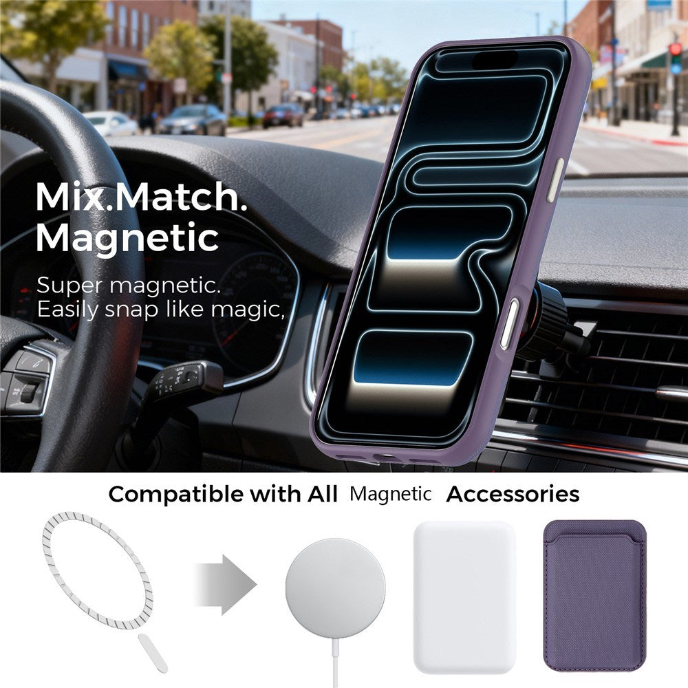 iPhone 18 Pro Max EIDERWOOD Konstläder Baksida Skal m. Avtagbar Korthållare - MagSafe Kompatibel - Lila