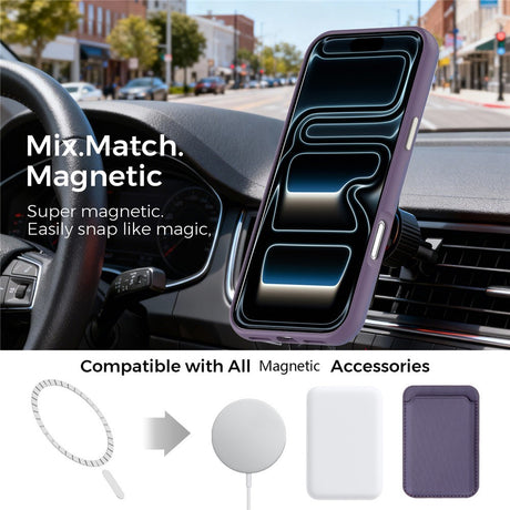 iPhone 18 Pro Max EIDERWOOD Konstläder Baksida Skal m. Avtagbar Korthållare - MagSafe Kompatibel - Lila