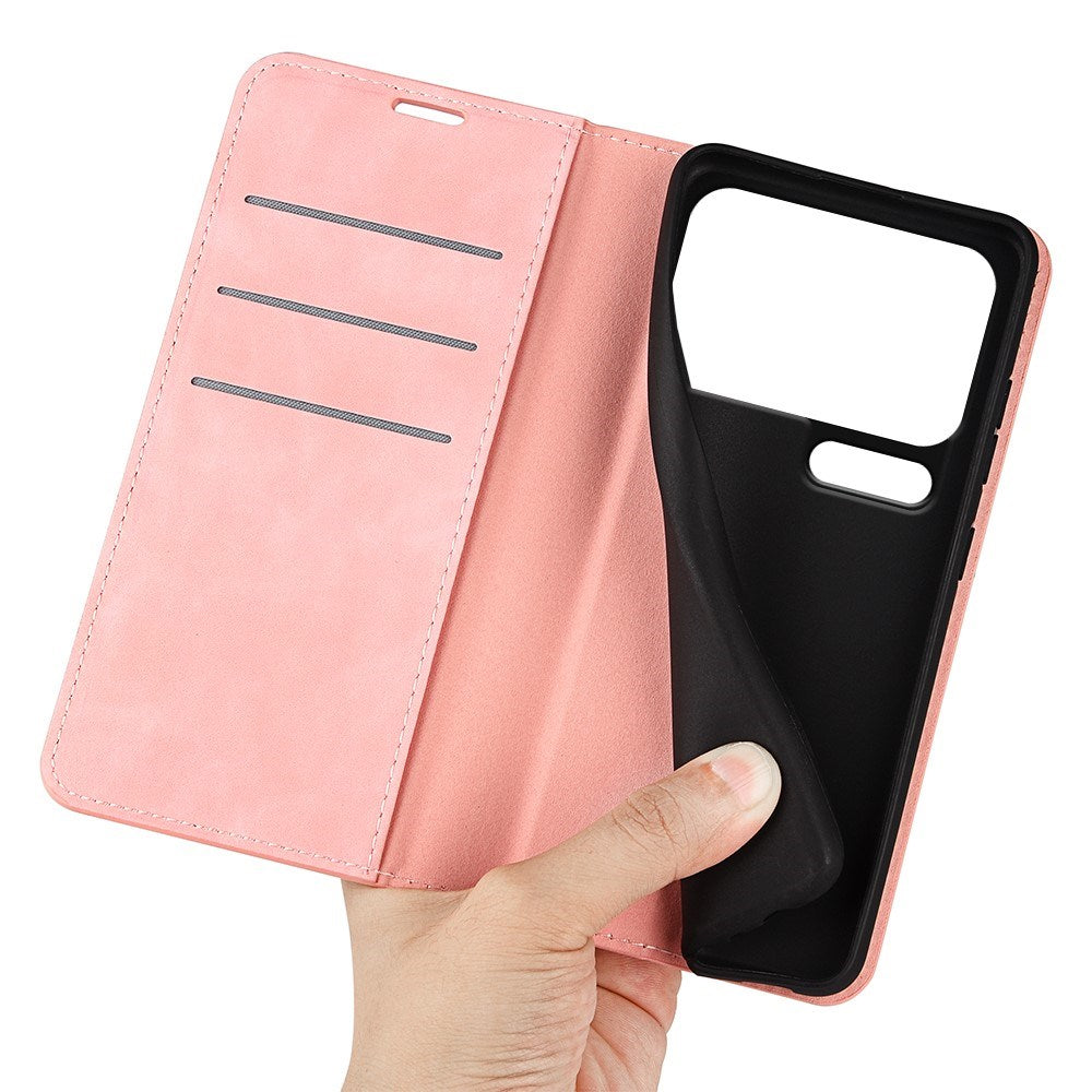 Xiaomi 18 Pro Max EIDERWOOD Fodral i Konstläder med Plånboksfack och Stativfunktion - Rosa