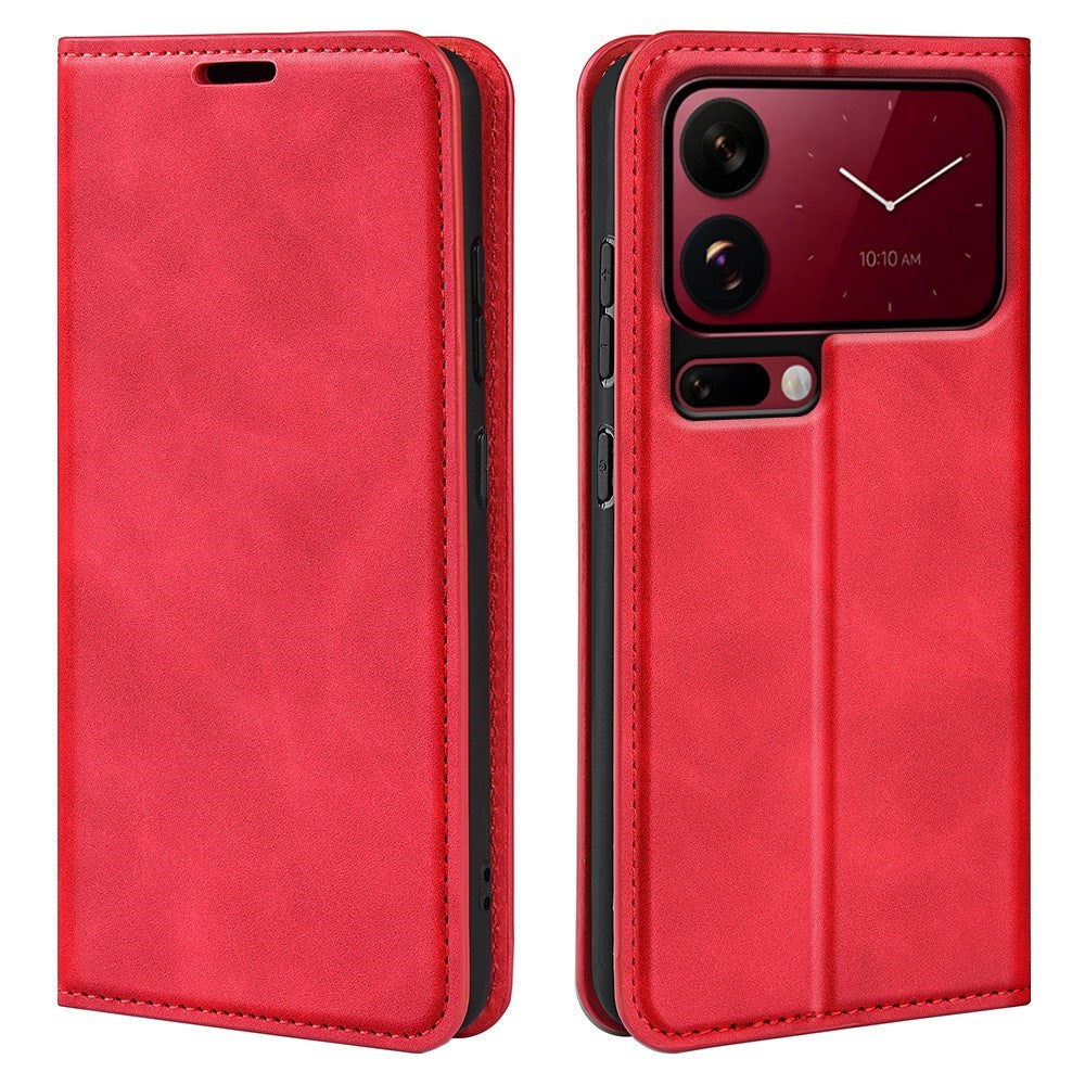 Xiaomi 18 Pro Max EIDERWOOD Fodral i Konstläder med Plånboksfack och Stativfunktion - Röd