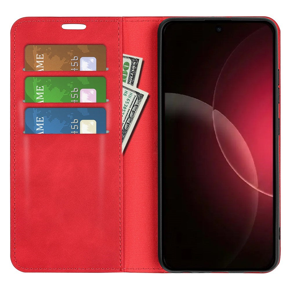 Xiaomi 18 Pro Max EIDERWOOD Fodral i Konstläder med Plånboksfack och Stativfunktion - Röd