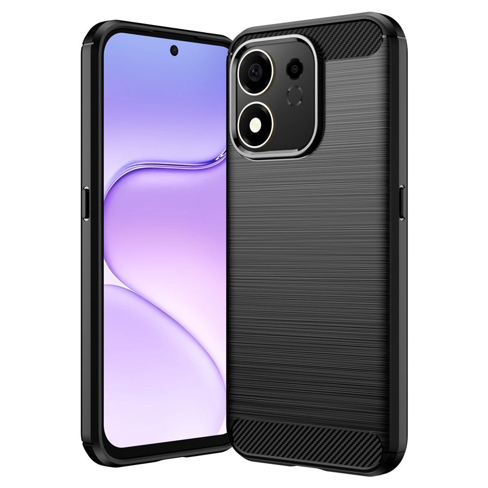 Honor 600 Smart Eiderwood Borstad Kolfiber Skal - Svart
