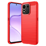 Honor 600 Smart Eiderwood Borstad Kolfiber Skal - Röd