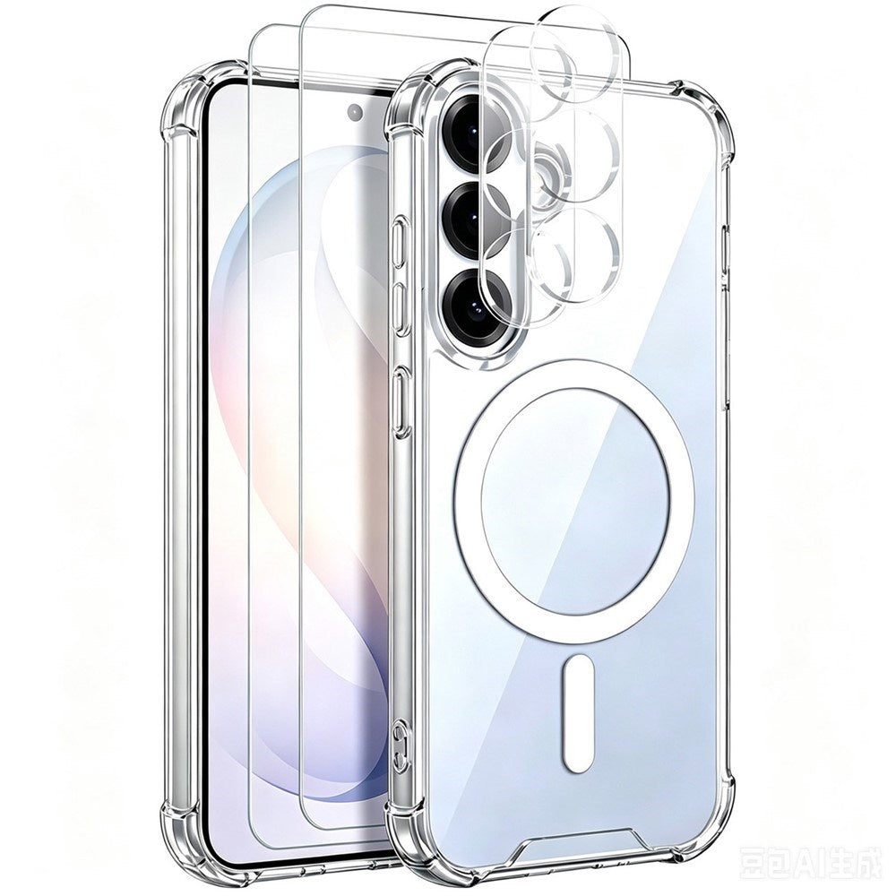 Samsung Galaxy S26 FE Skyddsset med 1 x MagSafe-Skal 2 x Skärmskydd 2 x Kameraskydd - Transparent