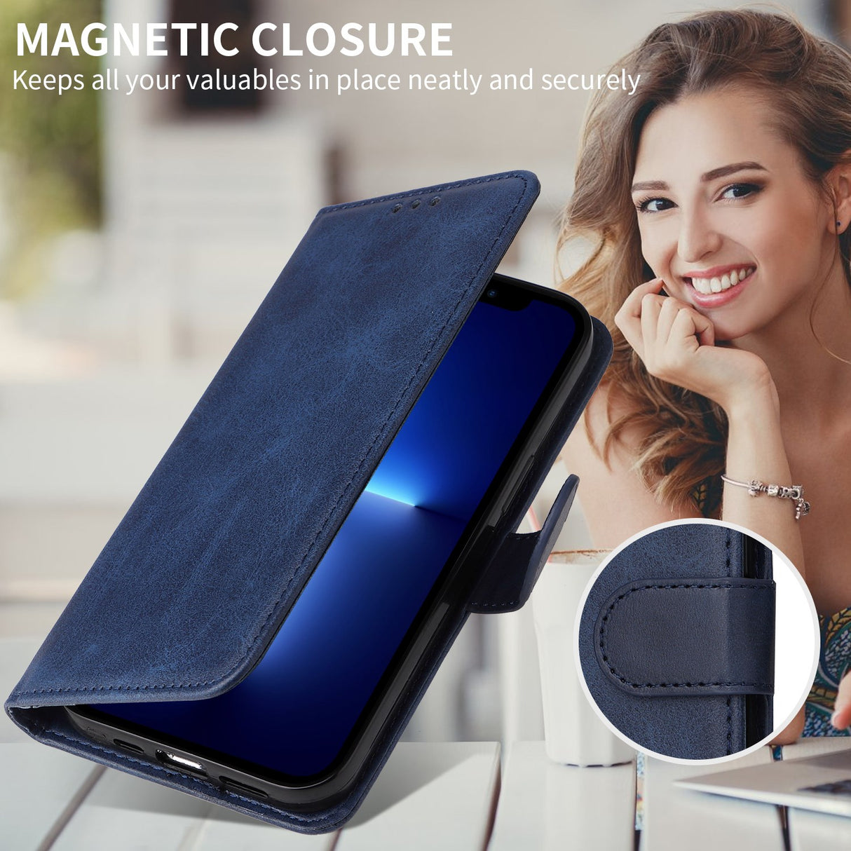Honor 600 Smart EIDERWOOD Flipfodral i konstläder - Blå