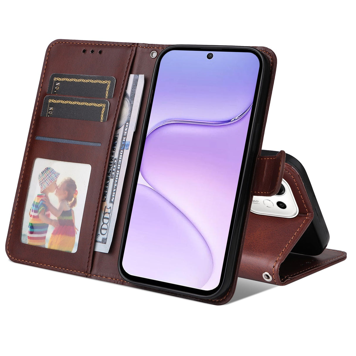 Honor 600 Smart EIDERWOOD Flipfodral i konstläder - Brunt