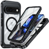 Google Pixel 11 Pro XL Stötsäkert Skal med Inbyggt Skärmskydd - Genomskinlig / Svart