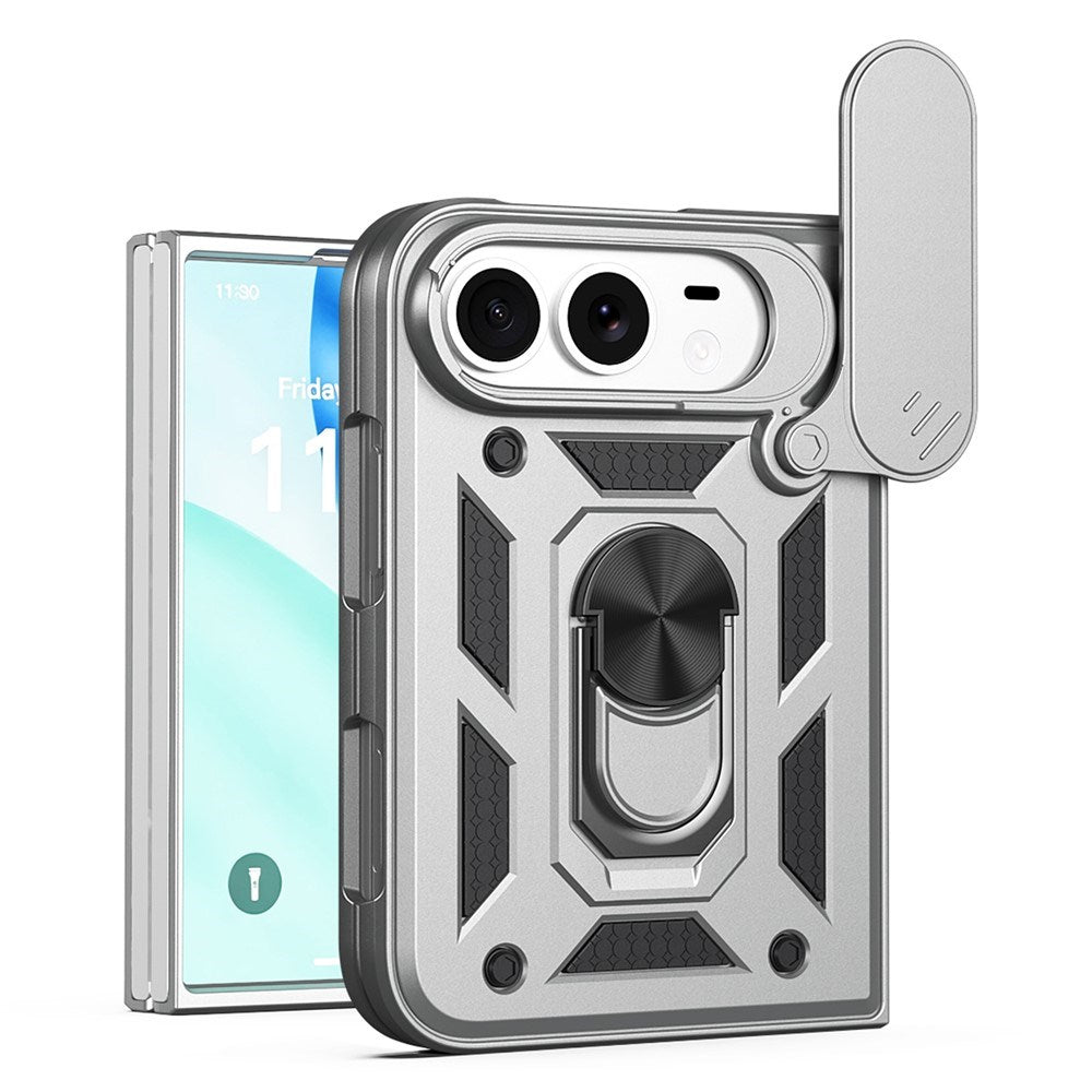 iPhone Fold EIDERWOOD Hybrid Hantverkar Skal m. Kickstand & Cam Slider - Silver