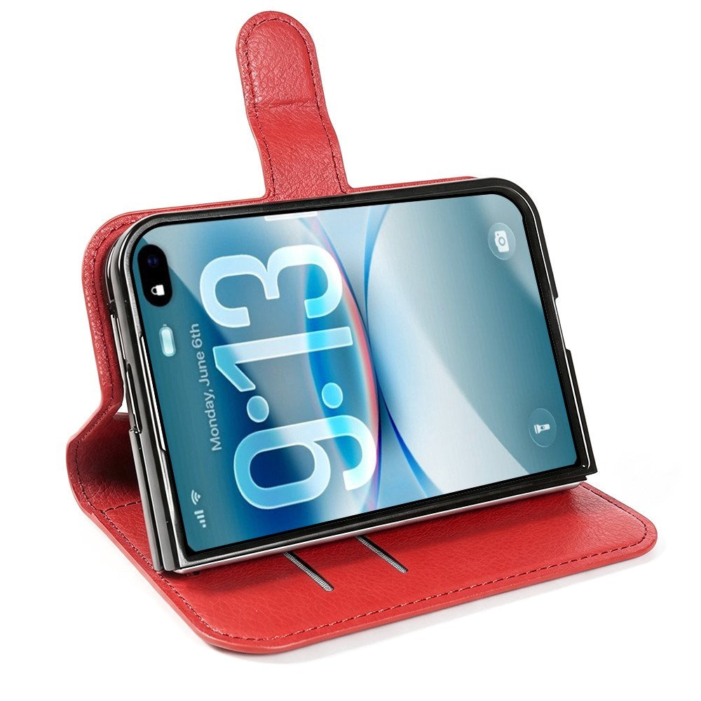 iPhone Fold EIDERWOOD Konstläder Fodral m. Korthållare & Ståfunktion - Röd