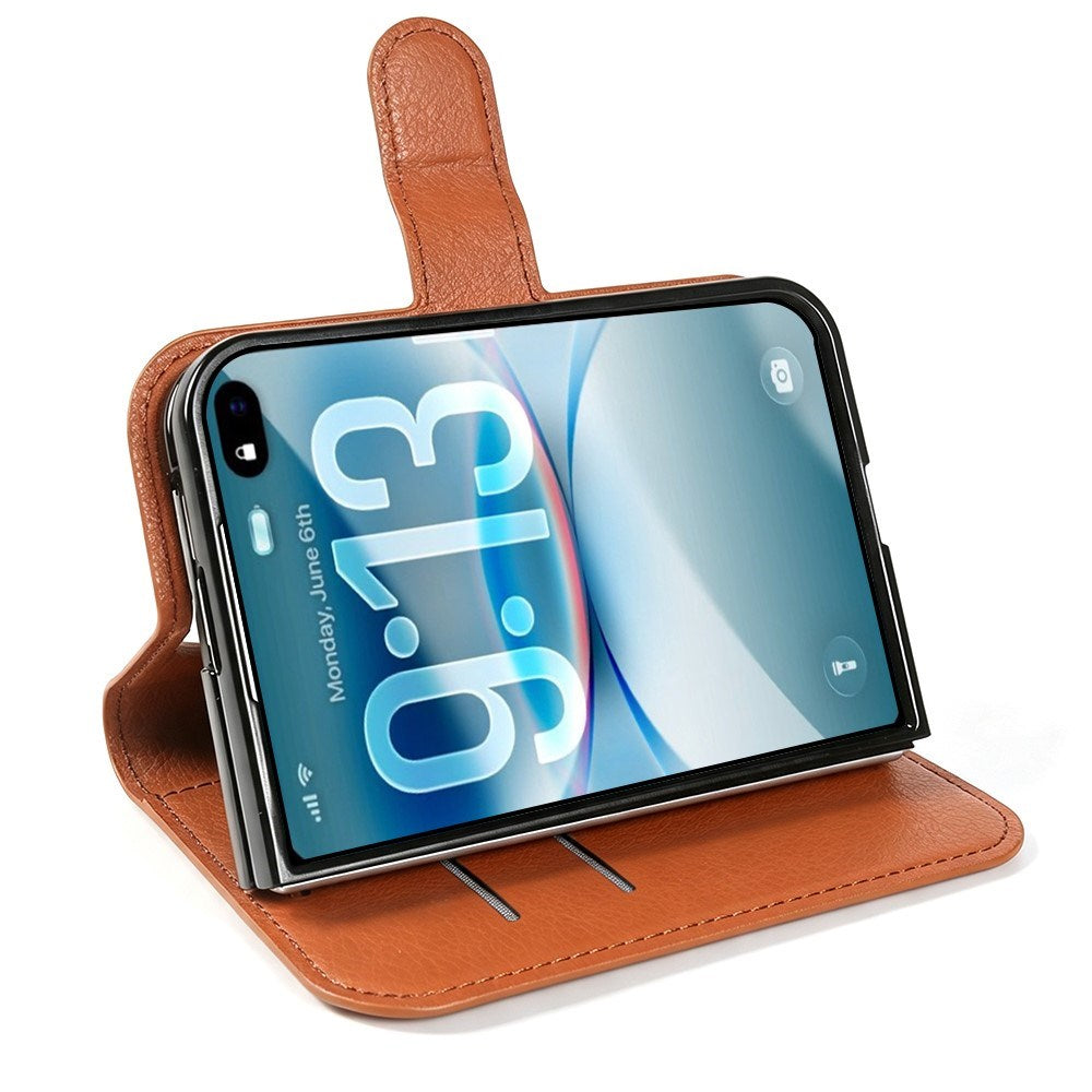 iPhone Fold EIDERWOOD Konstläder Fodral m. Korthållare & Ståfunktion - Brun