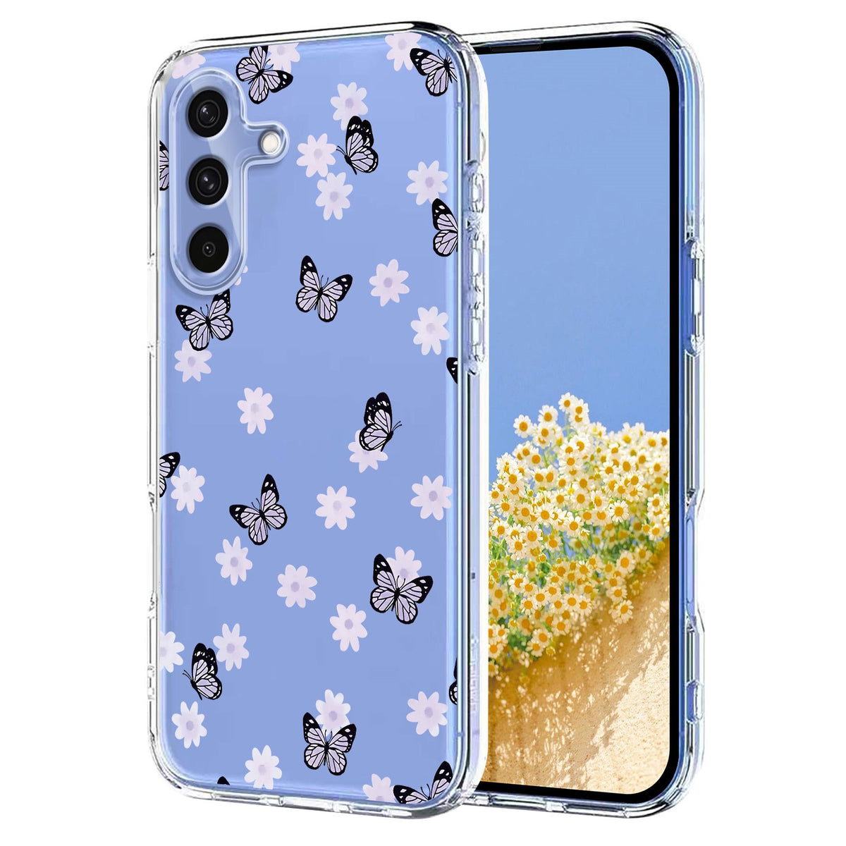 Samsung Galaxy S26 FE EIDERWOOD Flexibelt Plast Skal med Blommotiv - Transparent / Fjärilar