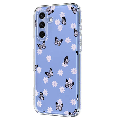 Samsung Galaxy S26 FE EIDERWOOD Flexibelt Plast Skal med Blommotiv - Transparent / Fjärilar
