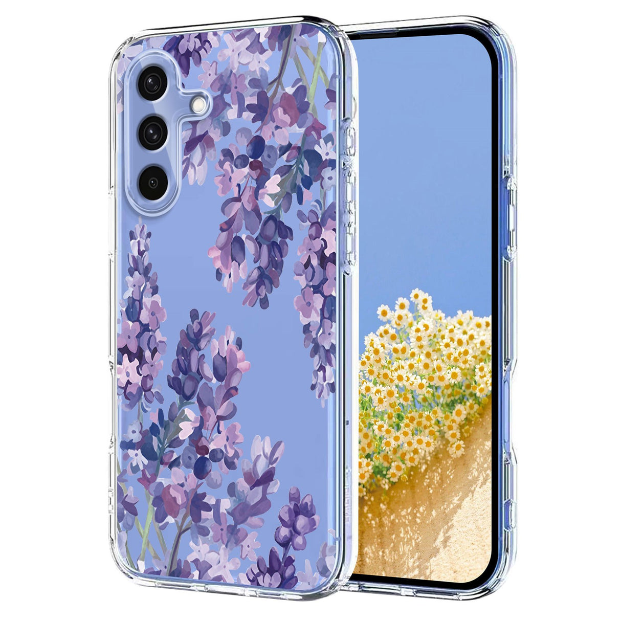 Samsung Galaxy S26 FE EIDERWOOD Flexibelt Plast Skal med Blommotiv - Genomskinlig / Blåregn