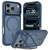 iPhone 18 Pro Max / 17 Pro Max Hybrid Plast Skal m. Stötdämpande Kanter & Kickstand - MagSafe Kompatibel - Blå