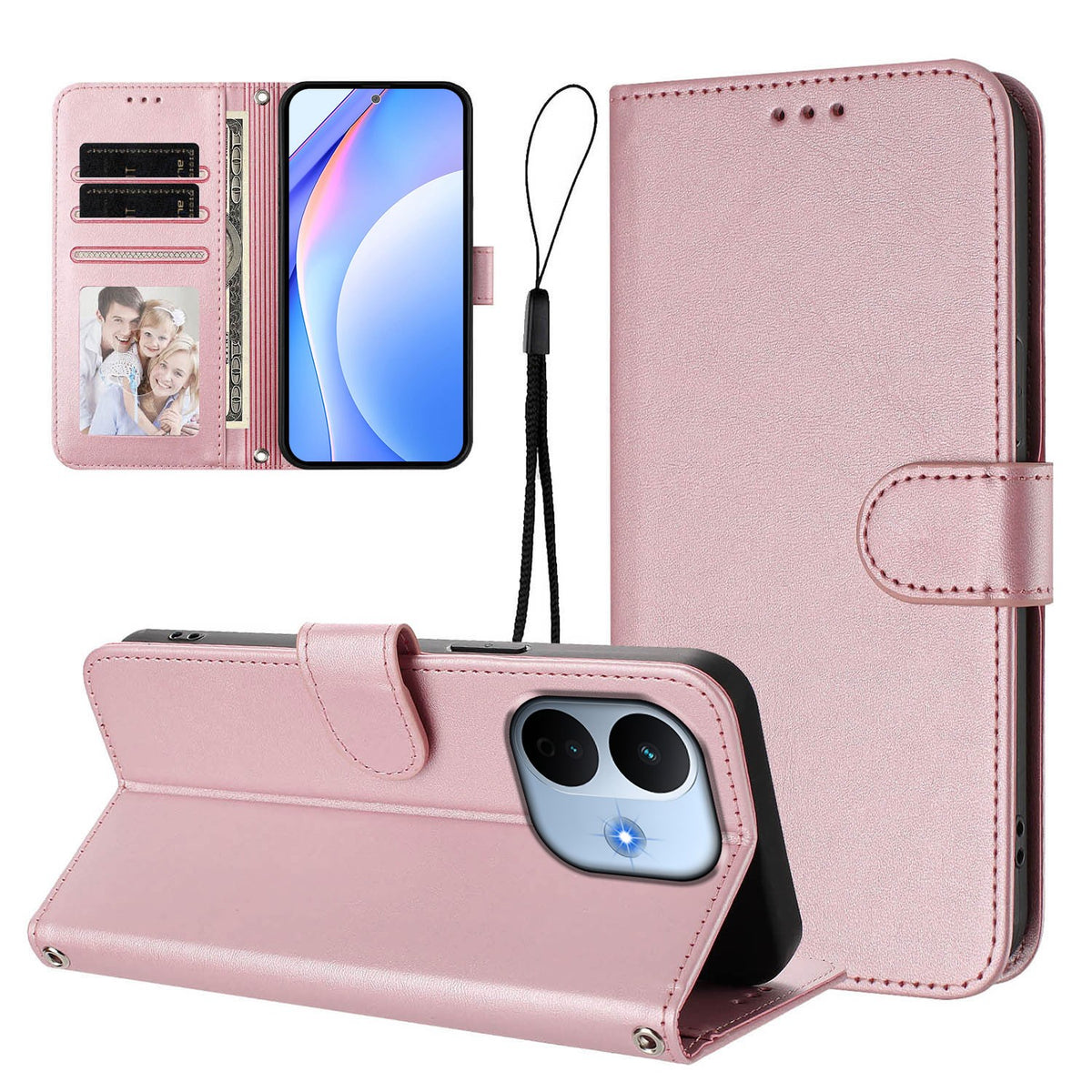 Xiaomi Redmi Note 17 Pro Max (5G) EIDERWOOD Konstläder Fodral m. Armband - Rosa