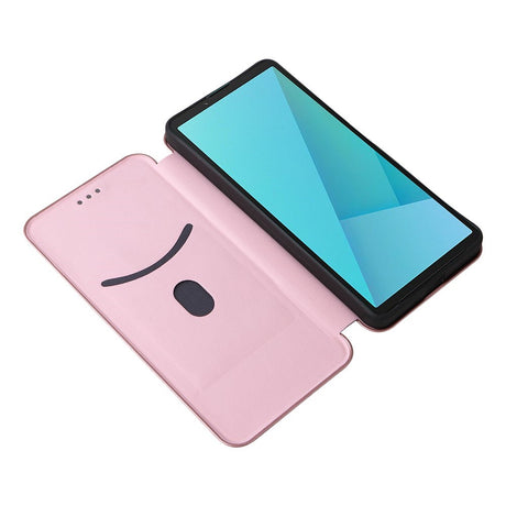 Sony Xperia 10 VIII EIDERWOOD Konstläder Fodral med Kolfiberstruktur och Kickstand Rem - Rosa