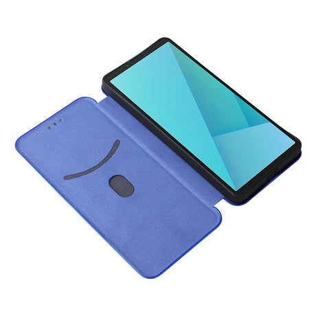 Sony Xperia 10 VIII EIDERWOOD Konstläder Fodral med Kolfiberstruktur och Kickstand Rem - Blå