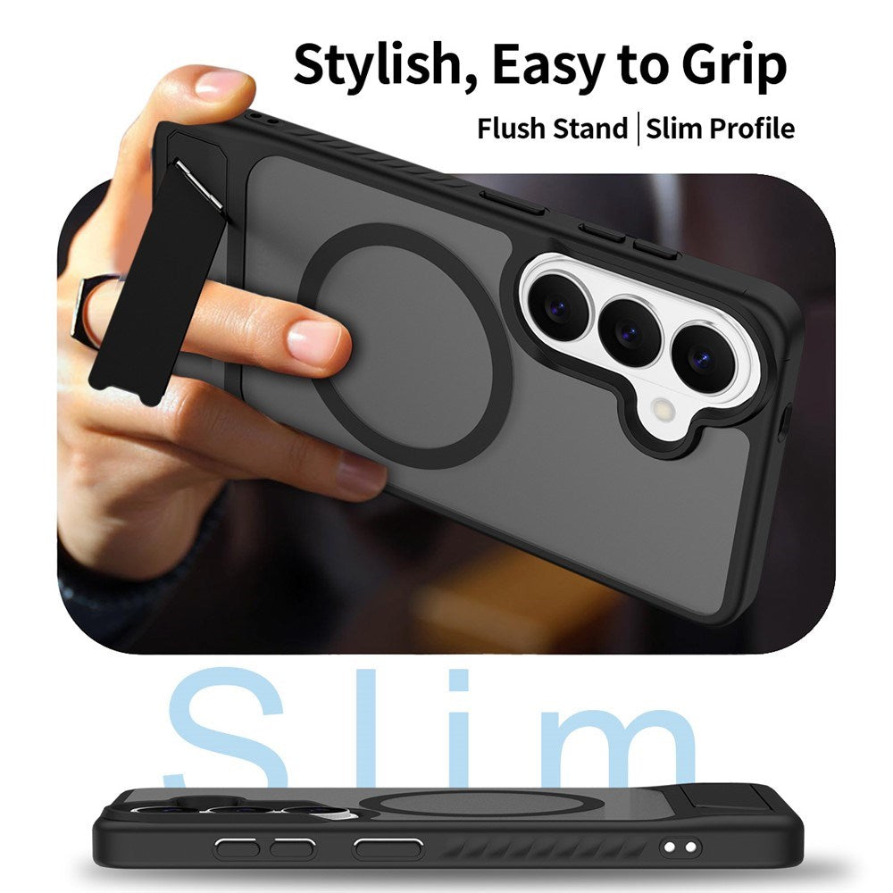 Samsung Galaxy S26 FE / S25 FE EIDERWOOD Hybrid Skal m. Kickstand - MagSafe Kompatibel - Svart