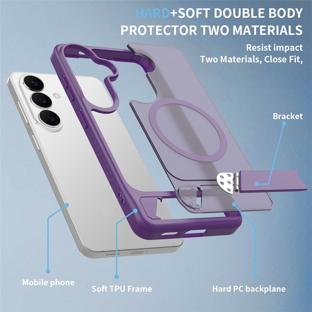 Samsung Galaxy S26 FE / S25 FE EIDERWOOD Hybrid Skal m. Kickstand - MagSafe Kompatibel - Lila