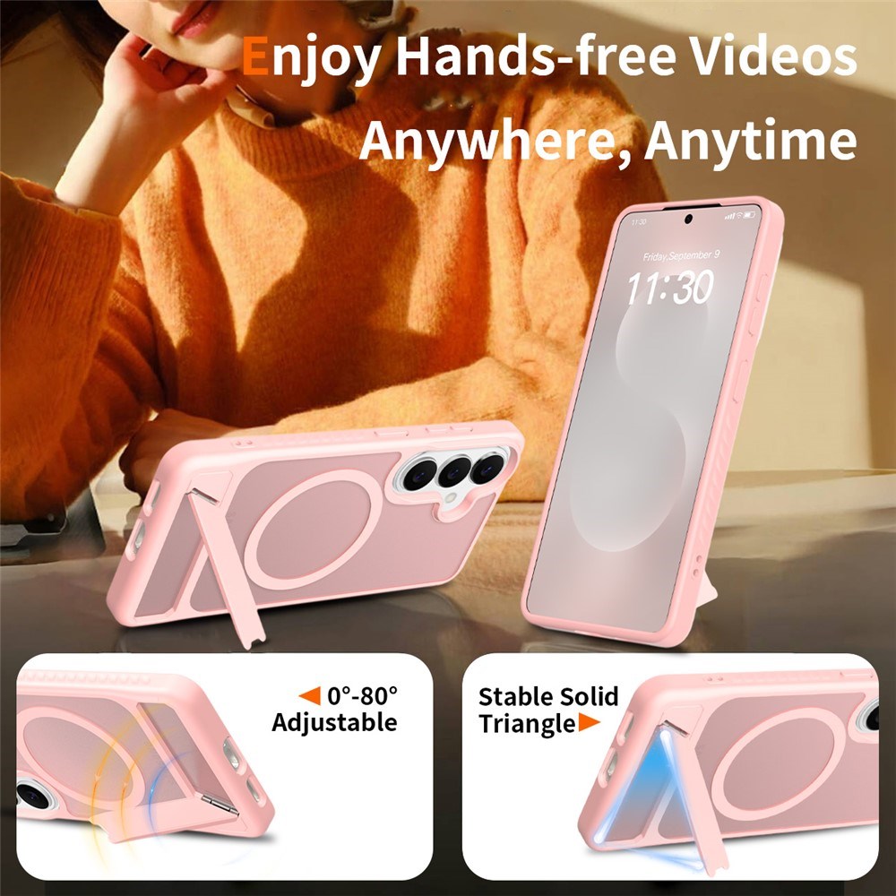 Samsung Galaxy S26 FE / S25 FE EIDERWOOD Hybrid Skal m. Kickstand - MagSafe Kompatibel - Rosa