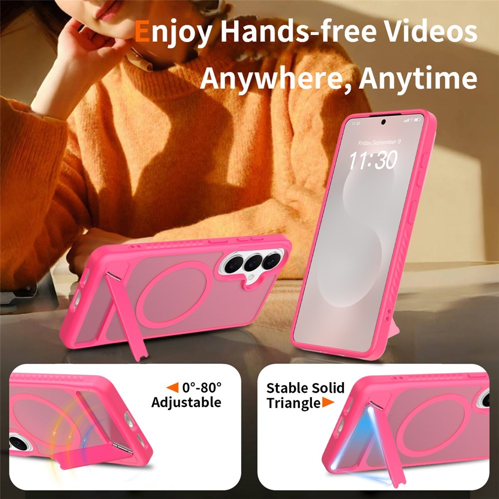 Samsung Galaxy S26 FE / S25 FE EIDERWOOD Hybrid Skal m. Kickstand - MagSafe Kompatibel - Pink