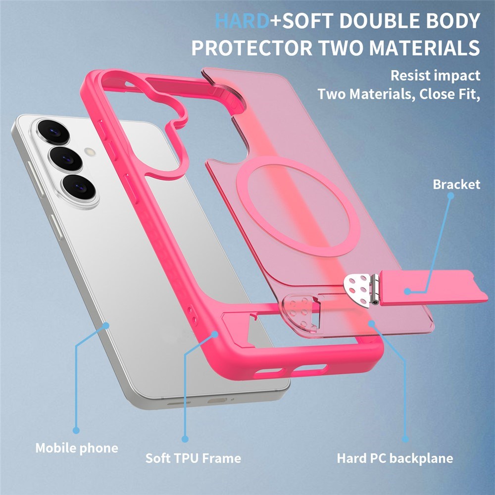 Samsung Galaxy S26 FE / S25 FE EIDERWOOD Hybrid Skal m. Kickstand - MagSafe Kompatibel - Pink