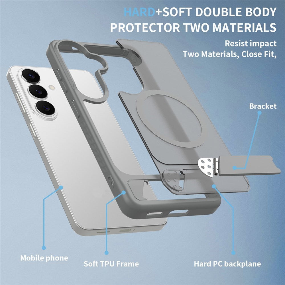Samsung Galaxy S26 FE / S25 FE EIDERWOOD Hybrid Skal m. Kickstand - MagSafe Kompatibel - Grå