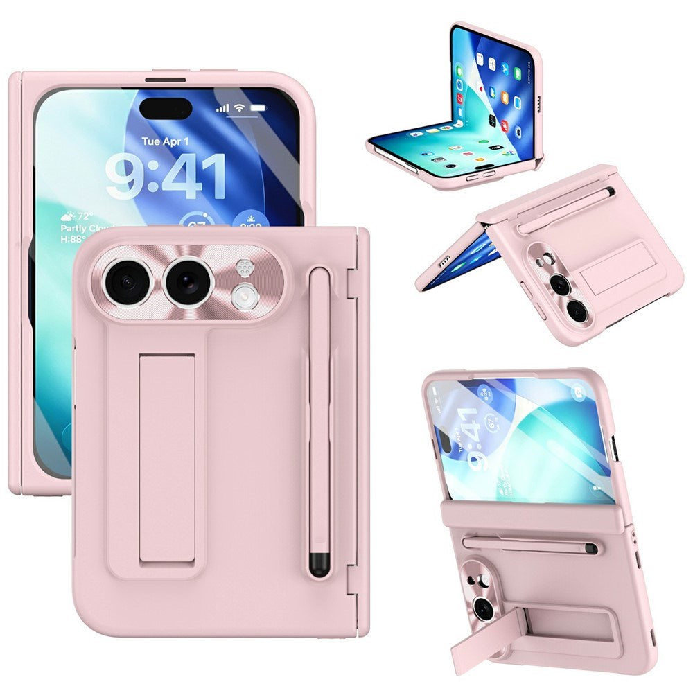 iPhone Fold EIDERWOO Skal med Skärmskydd, Kameraskydd och Stylus - Rosa