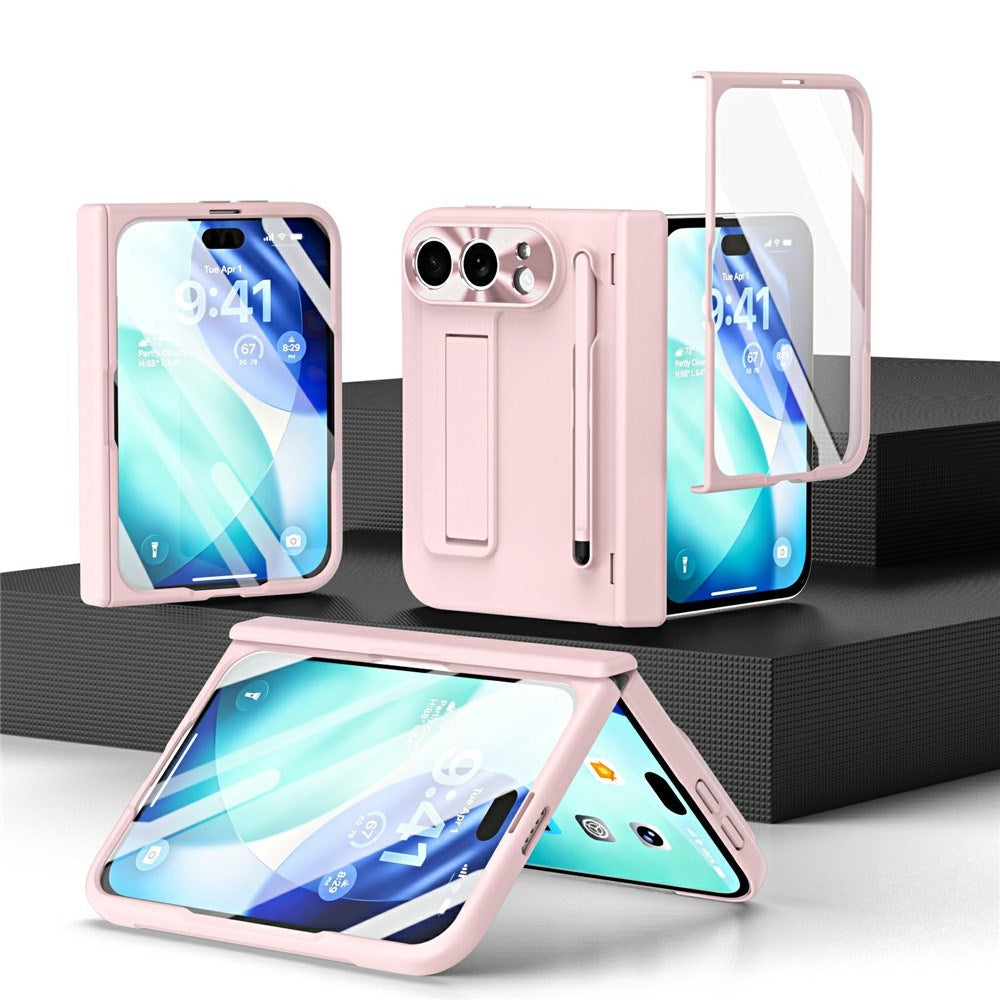iPhone Fold EIDERWOO Skal med Skärmskydd, Kameraskydd och Stylus - Rosa