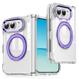 iPhone Fold EIDERWOOD Hybrid Skal med Kickstand - MagSafe Kompatibel - Transparent / Lila
