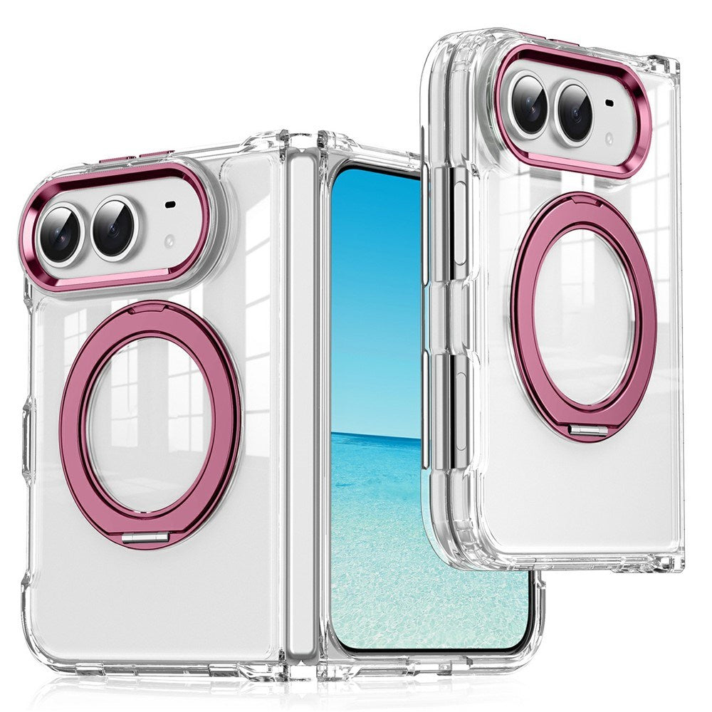 iPhone Fold EIDERWOOD Hybrid Skal med Kickstand - MagSafe Kompatibel - Transparent / Rosa