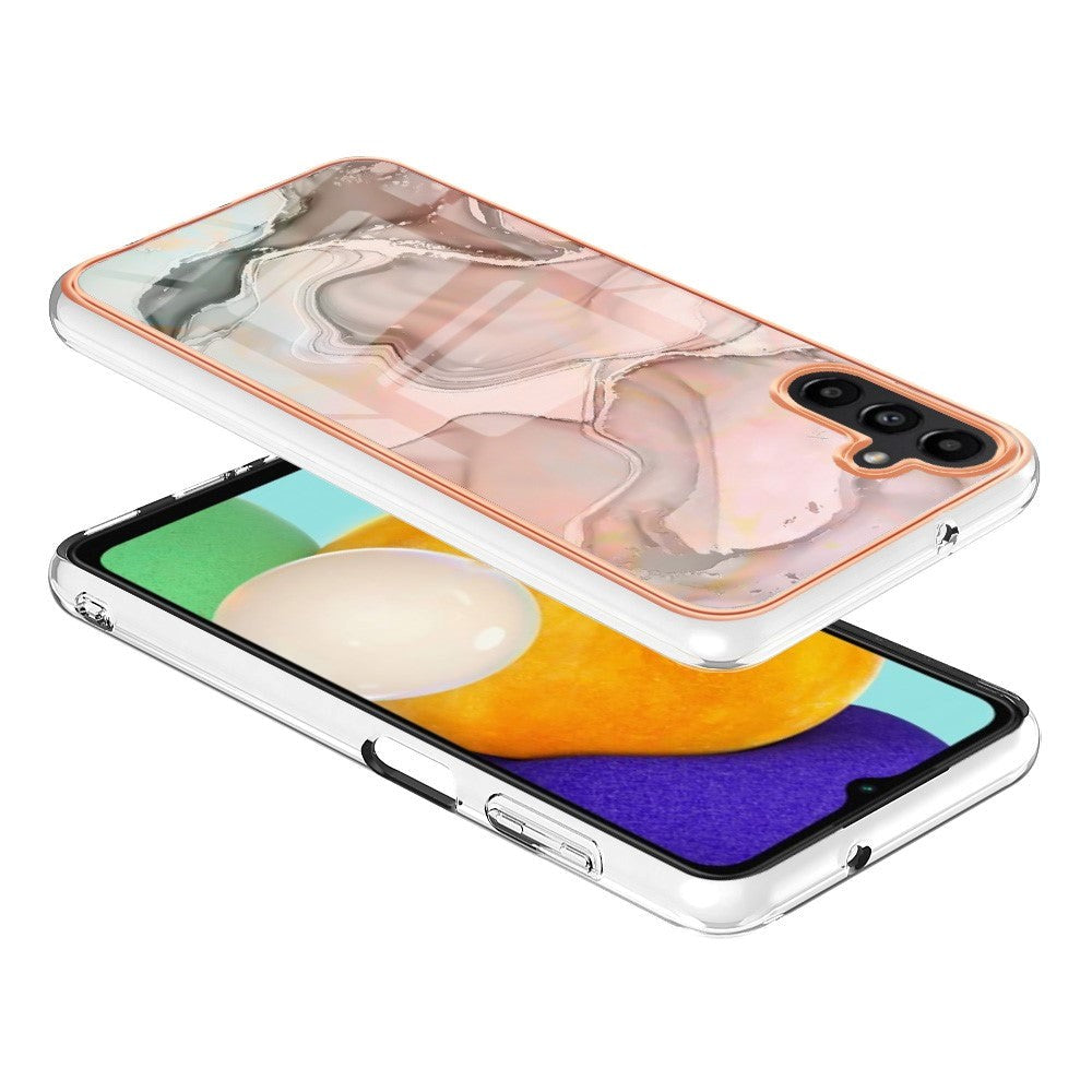 Samsung Galaxy A34 (5G) Skal Plast - Rosa / Grön Marmor