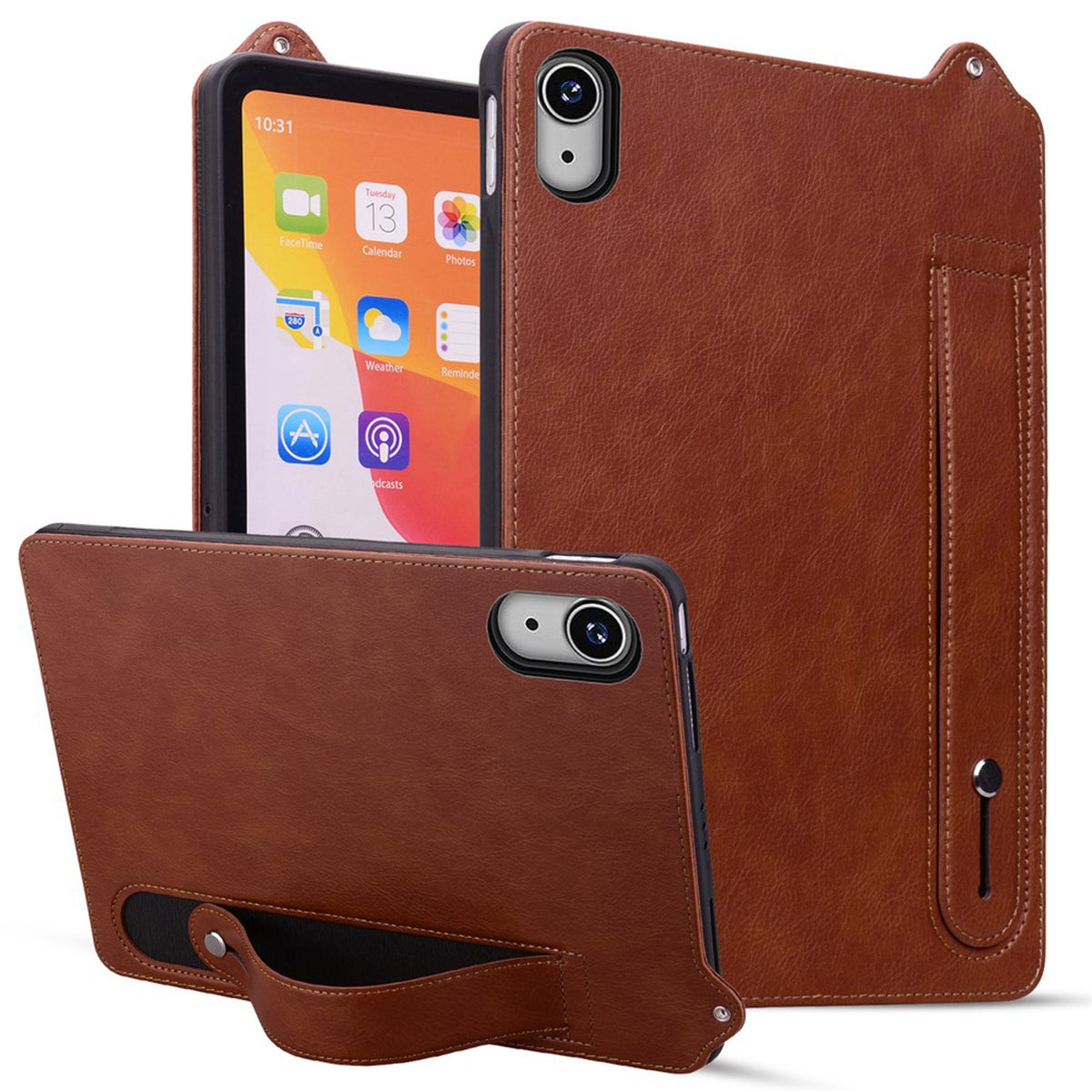 iPad Mini (2026) 8. Gen. EIDERWOOD Konstläder Bakside Skal m. Rem Kickstand - Brun