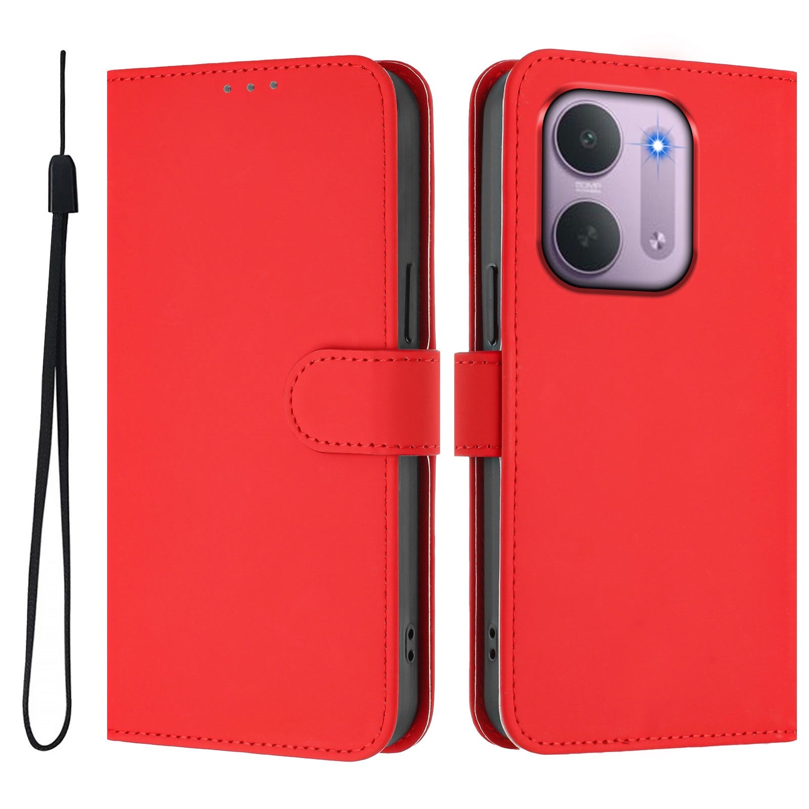 Xiaomi Redmi 17C (5G) EIDERWOOD Fodral i Konstläder med Rem - Röd