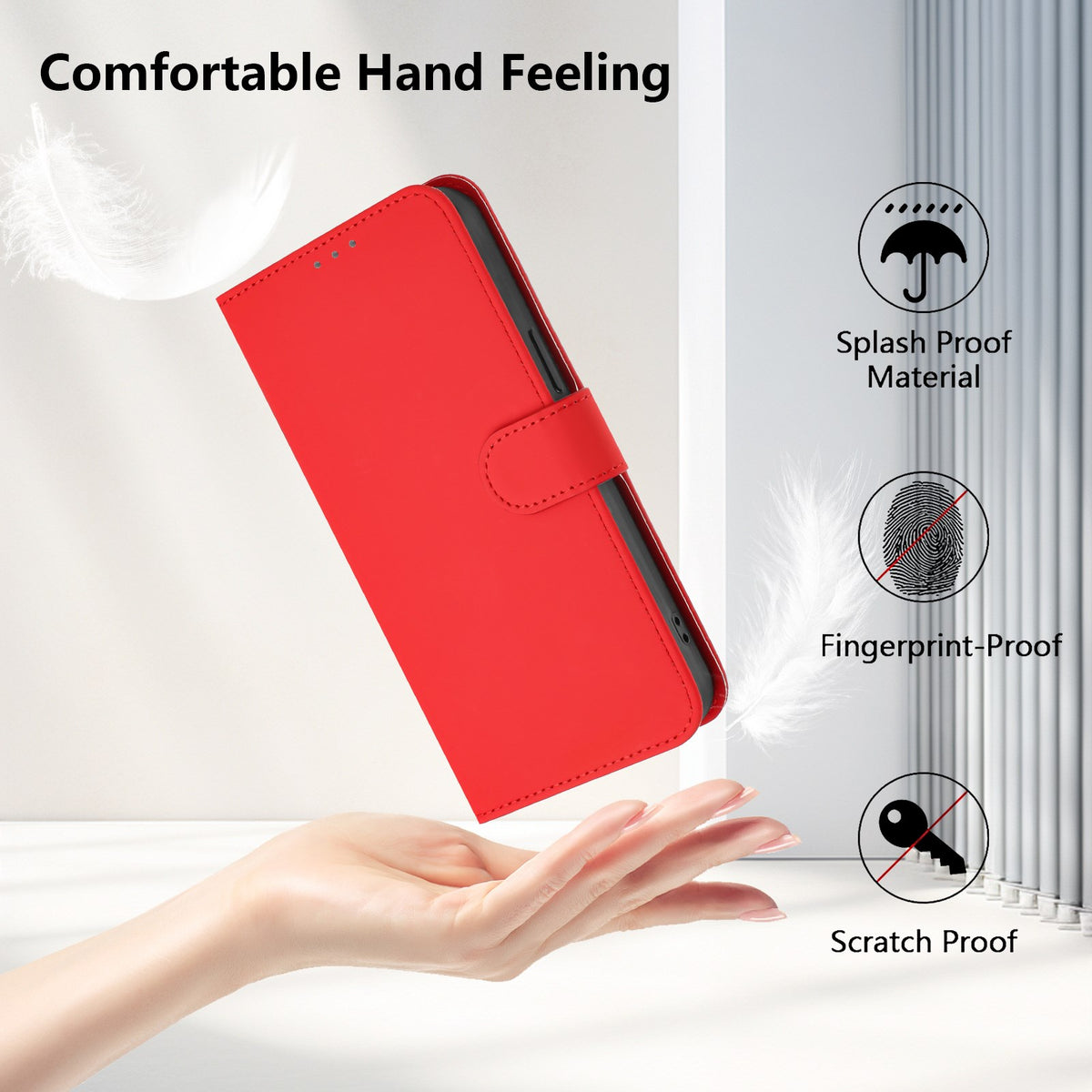 Xiaomi Redmi 17C (5G) EIDERWOOD Fodral i Konstläder med Rem - Röd