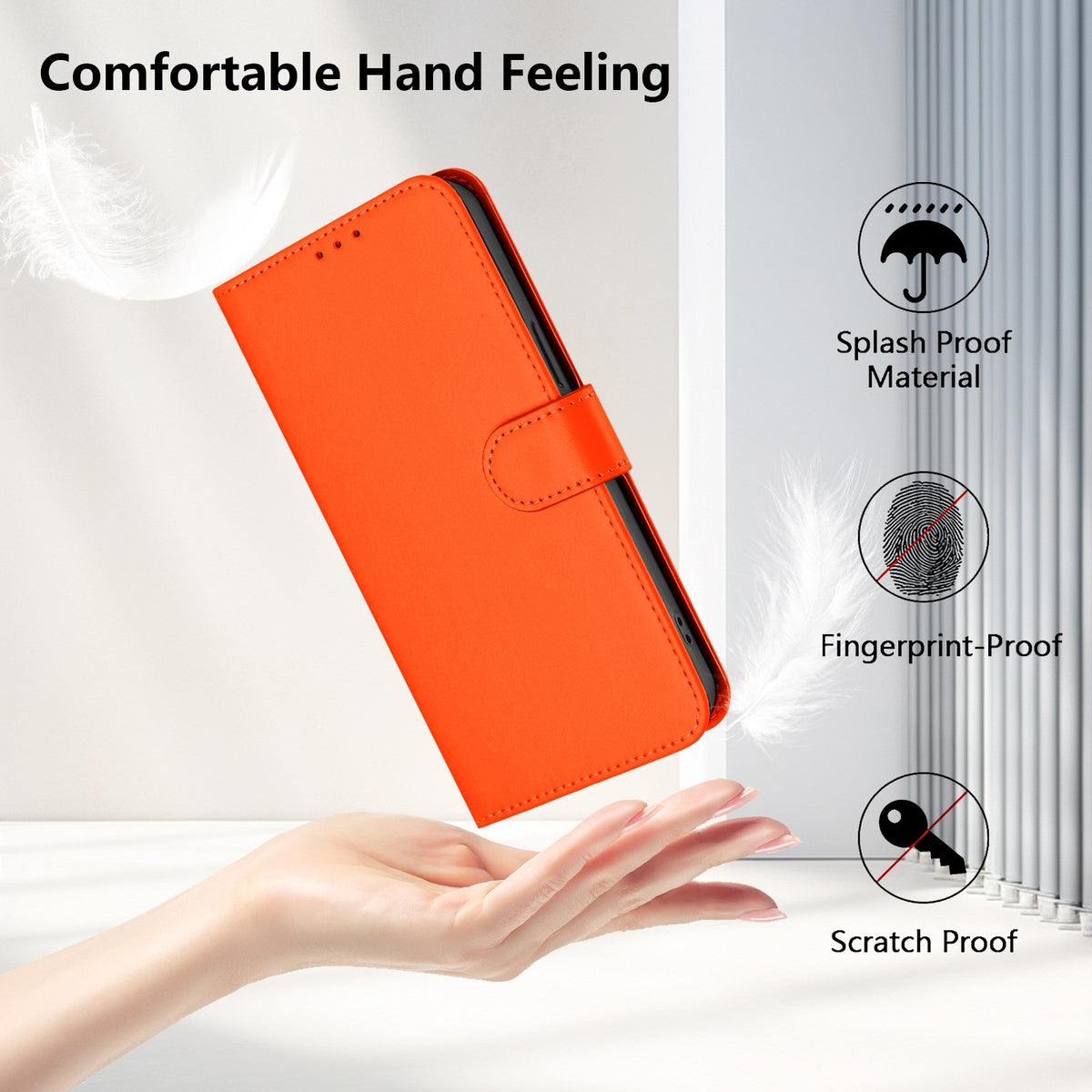 Xiaomi Redmi 17C (5G) EIDERWOOD Fodral i Konstläder med Rem - Orange