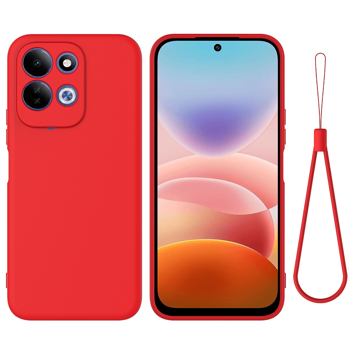 Xiaomi Redmi 17 (5G / 4G) EIDERWOOD Silikon Skal med Rem - Röd