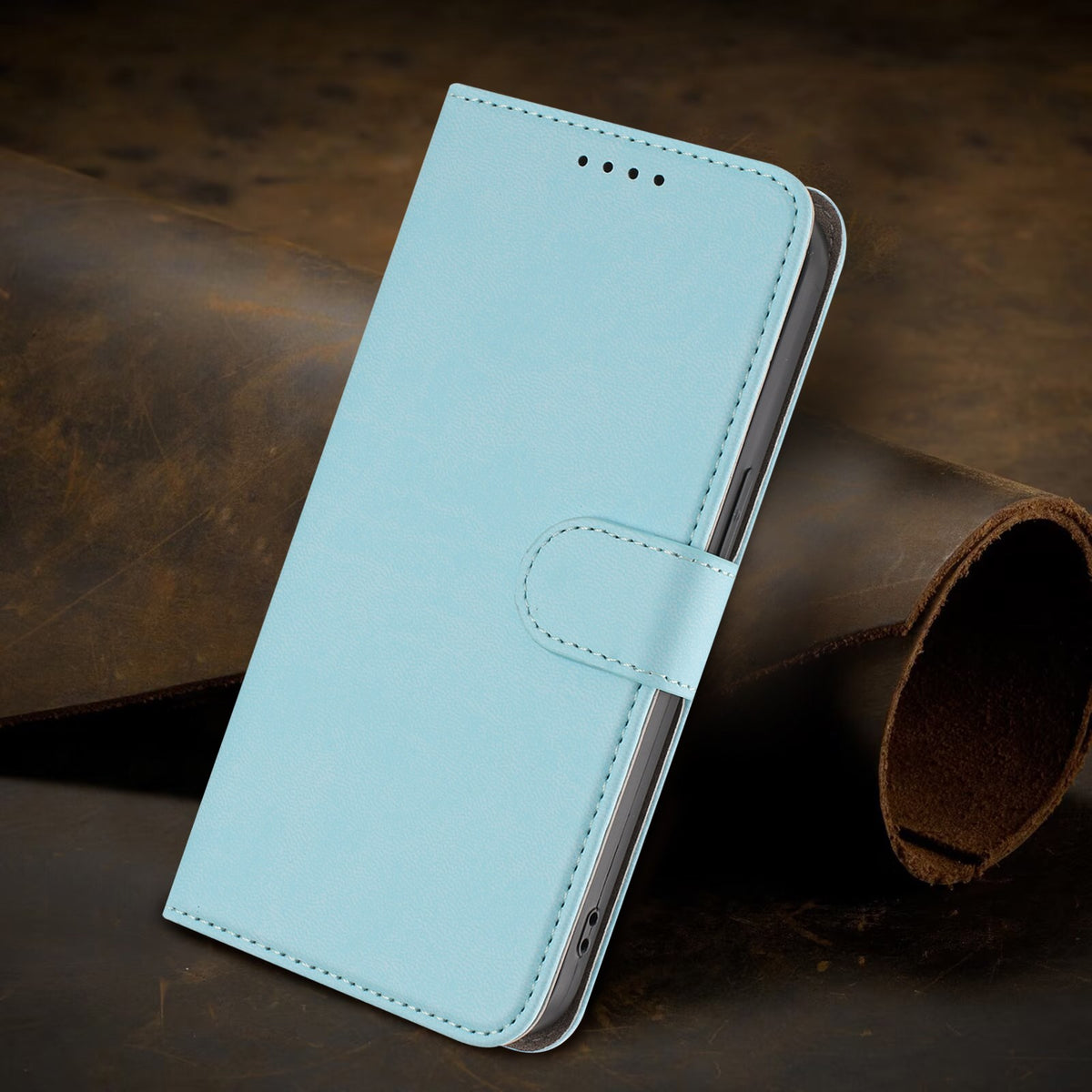 Xiaomi Redmi 17 (5G) / (4G) EIDERWOOD Fodral i Konstläder med Stativfunktion och Korthållare - Ljusblå
