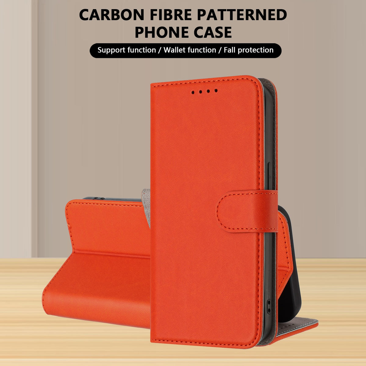 Xiaomi Redmi 17 (5G) / (4G) EIDERWOOD Fodral i Konstläder med Stativfunktion och Korthållare - Orange