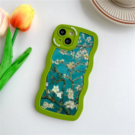 iPhone 14 Skal Flexibel Plast - Grenar med Vita Blommor