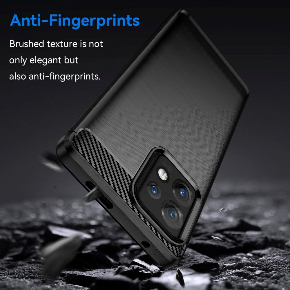 Motorola Edge 40 Pro Brushed Carbon Fiber Plast Skal - Svart