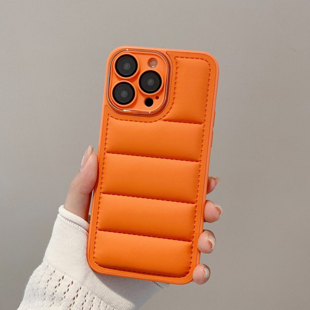 iPhone 14 Pro Max Läderklätt 3D Skal med Kameralinsskydd - Orange