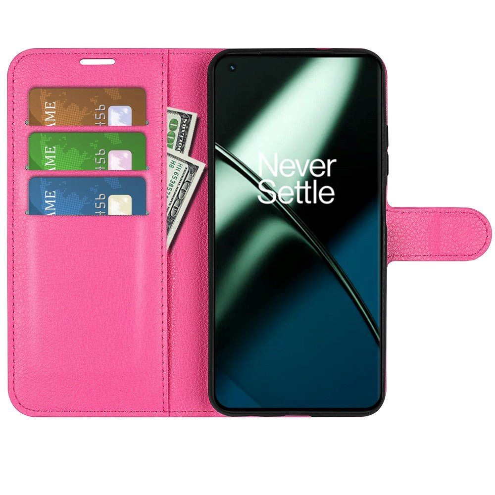 OnePlus 11 PU Litchi Läder Plånboksfodral - Pink