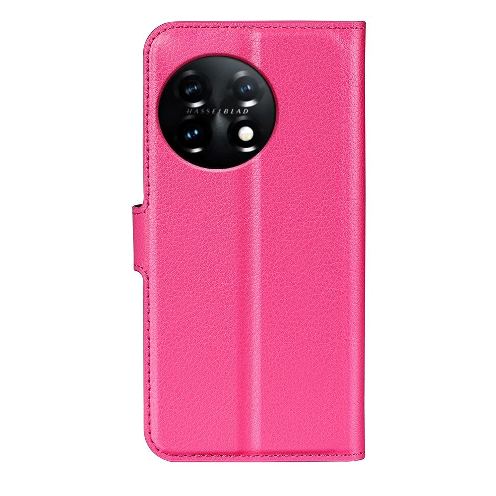 OnePlus 11 PU Litchi Läder Plånboksfodral - Pink