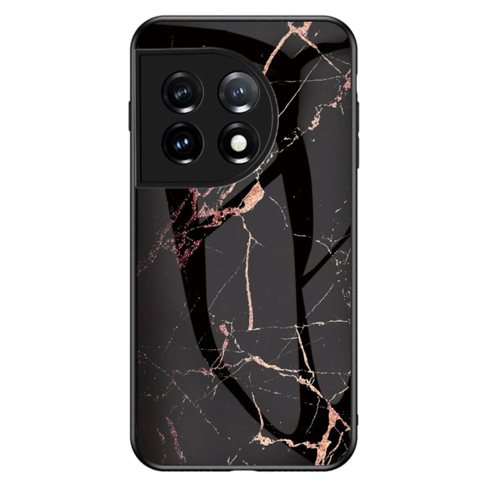 OnePlus 11 Skal med Glasbaksida - Gold Black Marble